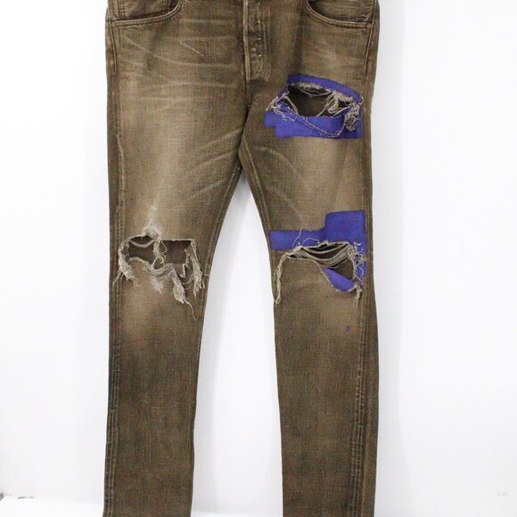 Ralph Lauren RRL jeans mens 36 40x37 destroyed brown patch button fly‎ selvedge - Picture 3 of 16